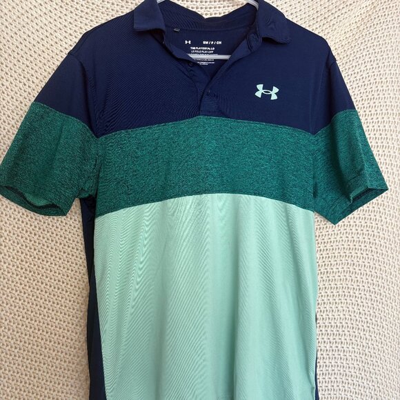 Under Armour Playoff Polo TriColor Blue-Green - Picture 1 of 5